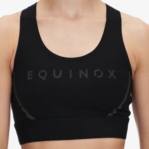 Equinox black gray athletic wear activewear sports bra Spellout Size XS